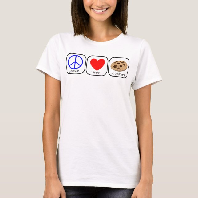 T-shirt Paix, amour et cookies (Devant)