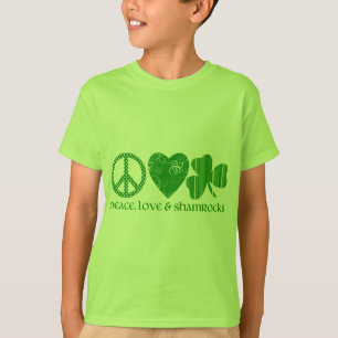 T-shirt Paix, amour et Shamrocks