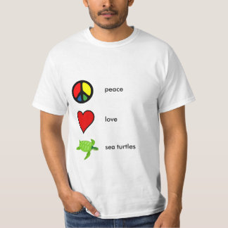 T-shirt Paix, amour, et tortues de mer