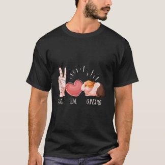 T-shirt Paix Amour Guinée Cochon Drôle Guinée Cochons Amou