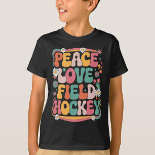 T-shirt Paix Amour Hockey sur gazon Hippie Rétro 70s