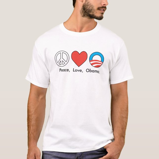 T-shirt Paix, amour, Obama. (Devant)