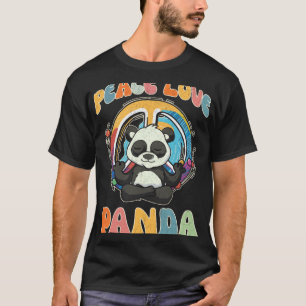 T-shirt Paix Amour Panda Hippie Yoga Bambou Méditation Hu
