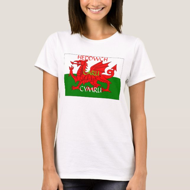T-shirt Paix, amour, Pays de Galles (Devant)