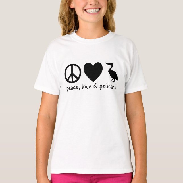 T-shirt Paix, Amour & Pélicans (Devant)