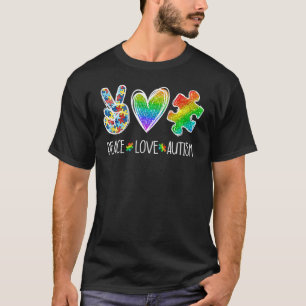 T-shirt Paix Amour Pièce de Puzzle Sensibilisation à l'aut