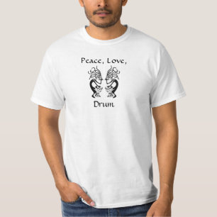 T-shirt Paix, amour, tambour - chemise de logo de tambour