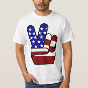 T-shirt Paix - blanc et bleu rouges