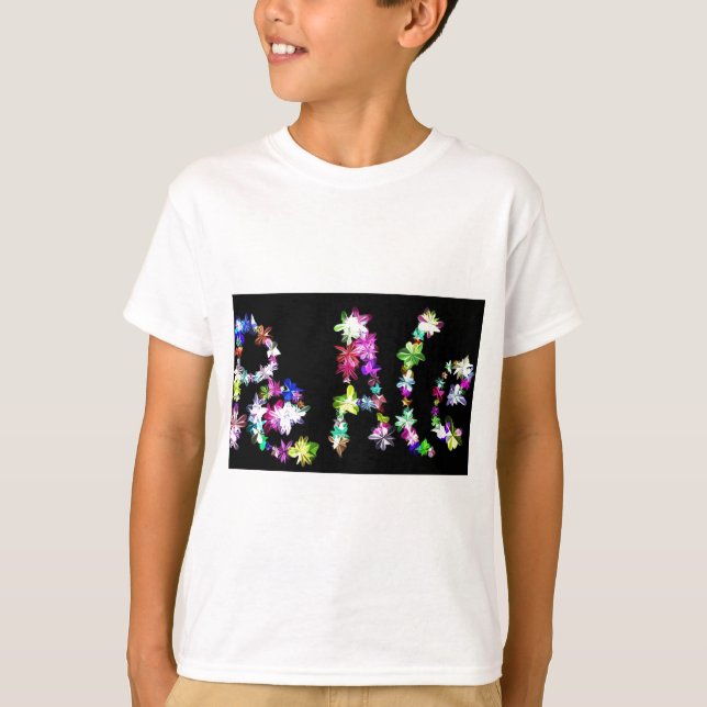 T-shirt "PAIX" dans l'art des fleurs Imprimer (Devant)