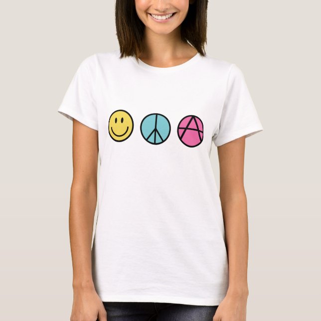 T-shirt Paix et FreedomT-Chemise de bonheur (Devant)