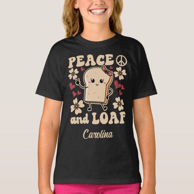 T-shirt Paix & Pain | Toast de fille avec un signe de paix (Devant)