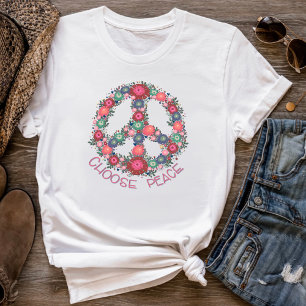 T-shirt Paix Plutôt Floral Rétro Boho Inspirivité