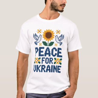 T-shirt Paix pour l'Ukraine Pixel Folk Art
