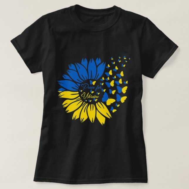 T-shirt Paix pour l'Ukraine tournesol ukrainien papillon U (Design devant)
