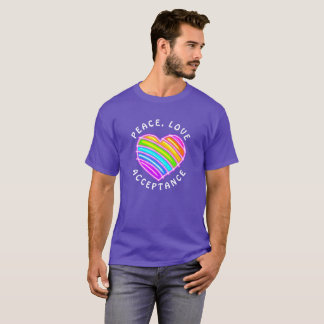 T-shirt Paix Pourpre Amour Acceptation Arc-en-ciel Fierté