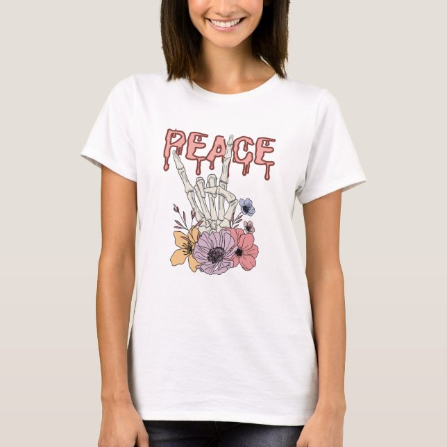 T-shirt Paix - Squelette main (Devant)
