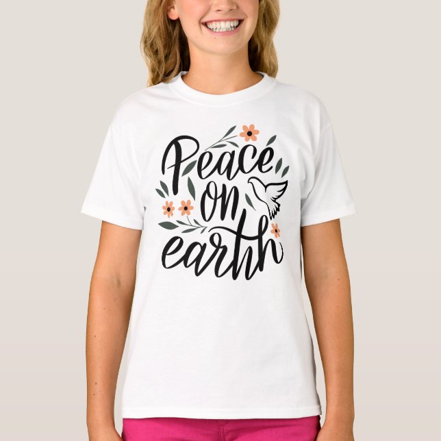 T-shirt Paix sur Terre Design Floral (Devant)