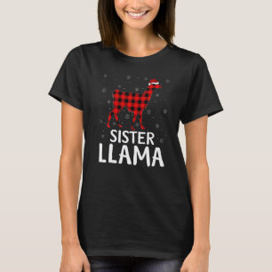 T-shirt Paja de Noël assortie lama sœur à carreaux de buff