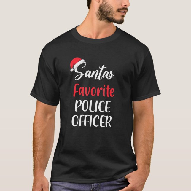 T-shirt Pajama Christmas du policier favori de père Noël X (Devant)