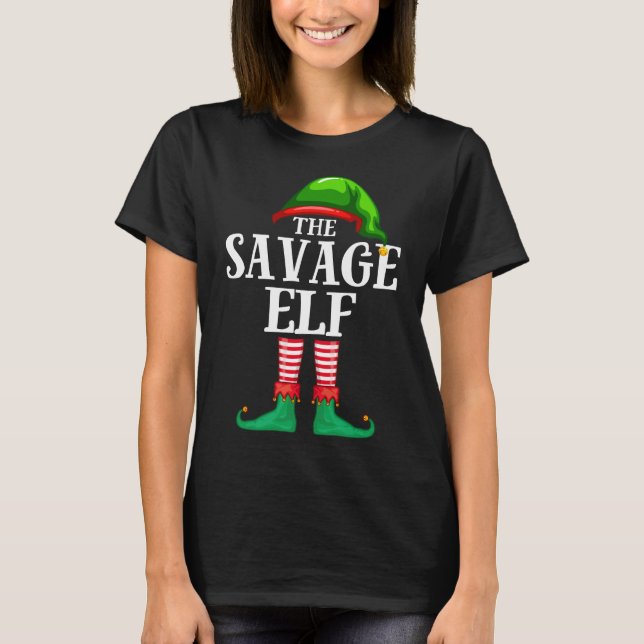 T-shirt Pajama de fête de Noël pour les elfes de Savourer (Devant)