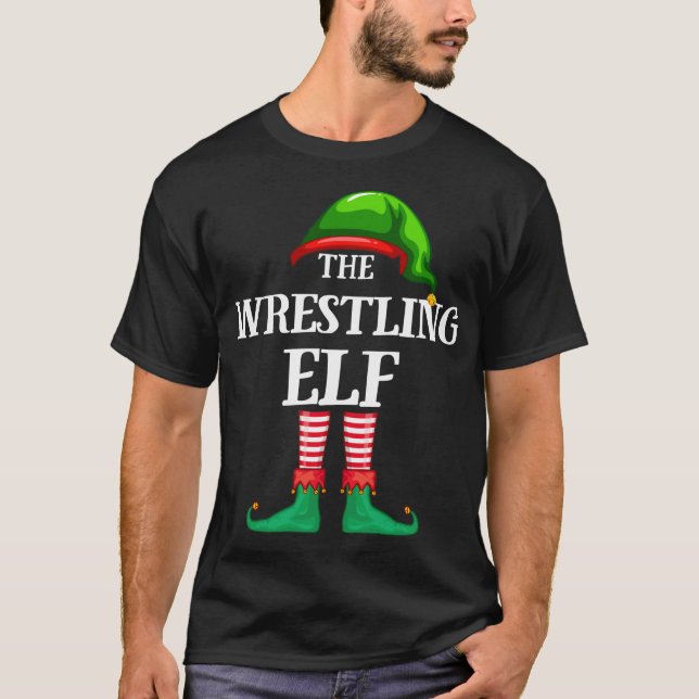 T-shirt Pajama de Noël de la famille des elfes de lutte (Devant)