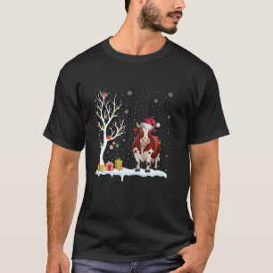 T-shirt Pajama de Noël de la vache Santa Hat