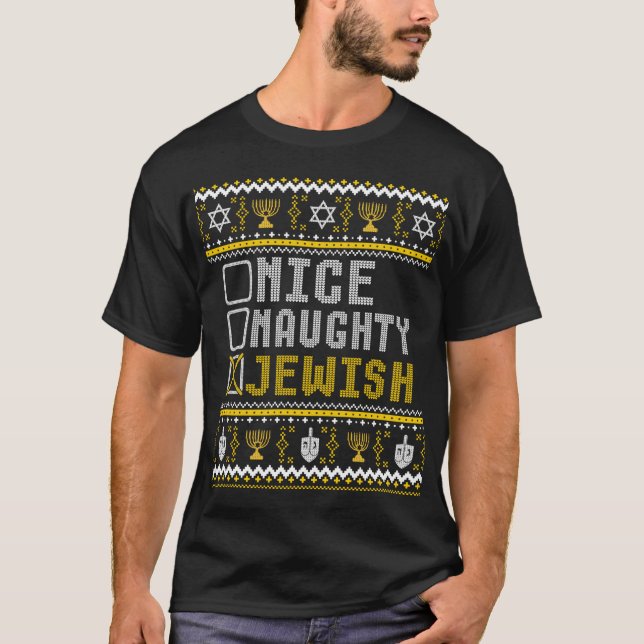 T-shirt Pajama de Noël juif amusant Hanoukka Jewish Chan (Devant)