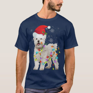T-shirt Pajama de Noël Maltese Noël Lumières Chien Papa Ma