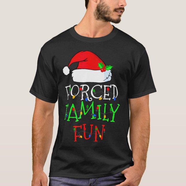 T-shirt Pajama de Noël Sarcastique pour les familles forcé (Devant)