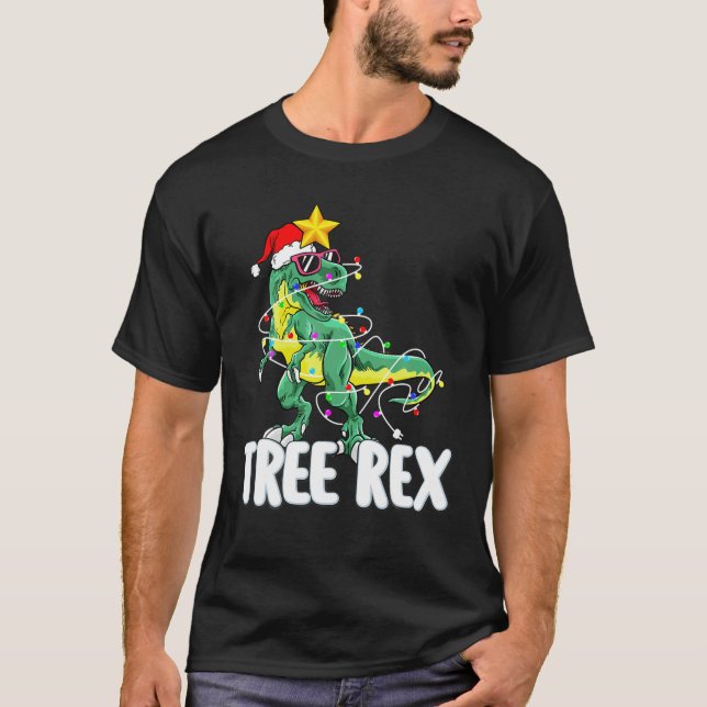 T-shirt Pajama de réveillon de Noël Trex Tree Rex pour B (Devant)