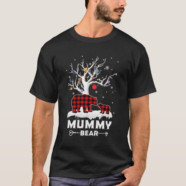 T-shirt Pajama Ours Mummy Rouge Plaid Buffalo Famille Cade (Devant)