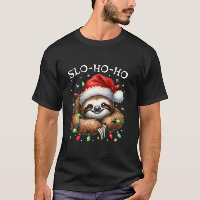 T-shirt Pajamas de Noël Sloth Slo Ho Ho Funny Sloth Chri (Devant)