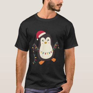 T-shirt Pajamas Pingouins mignons Noël Père Noël illuminat
