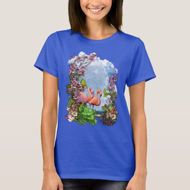 T-shirt Palais du Flamant rose Tropical Blue Marble (Devant)