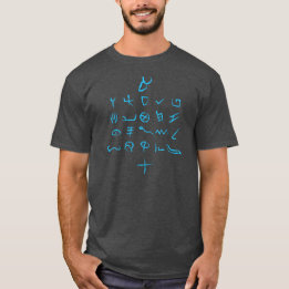 T-shirt Paleo Hébreu Alphabet main Drag Police Sky Blue