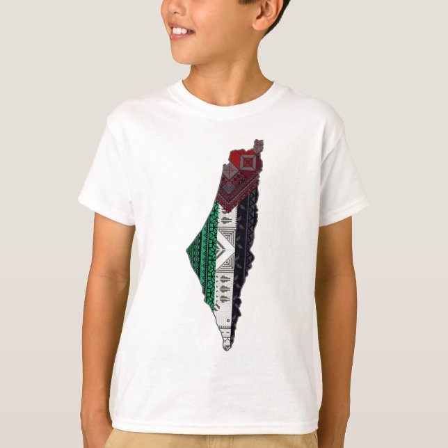 T-shirt Palestine Broderie tatreez drapeau Motif gratuit (Devant)