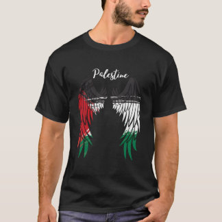 T-shirt Palestine Flag Dad On Back Side Palestinian Angel 