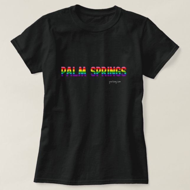 T-shirt Palm Springs Pride | drapeau arc-en-ciel (Design devant)