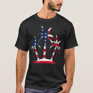 T-shirt Palm Tree Drapeau Américain Cadeau Pour Hommes Fe