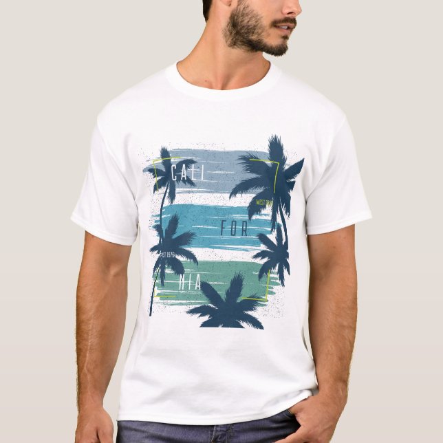 T-shirt Palm Tree - Plage coucher de soleil esthétique (Devant)