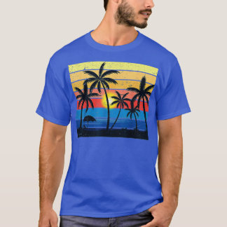 T-shirt Palm Tree Retro Vintage Sunset Plage tropicale Dre