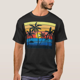 T-shirt Palm Tree Retro Vintage Sunset Plage tropicale Dre