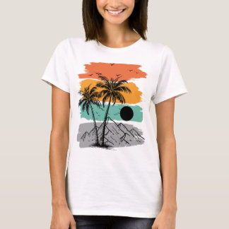 T-shirt Palm tree silhouette summer 
