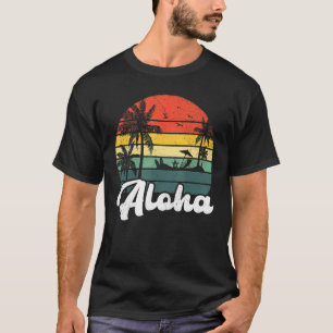 T-shirt Palm Tree Vintage Rétro Vacances d'été Hawaii Alo