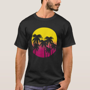 T-shirt Palm Trees Beach Sunset 80s vacances été