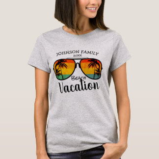 T-shirt Palm Trees Retro Lunettes de soleil Famille Vacanc