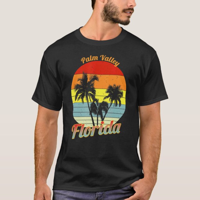 T-shirt Palm Valley Floride Rétro Palm Trees Tropical Vaca (Devant)