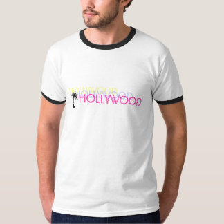 T-shirt Palmier au néon de logo de Hollywood