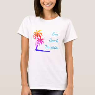 T-shirt palmier coloré de la plage de soleil