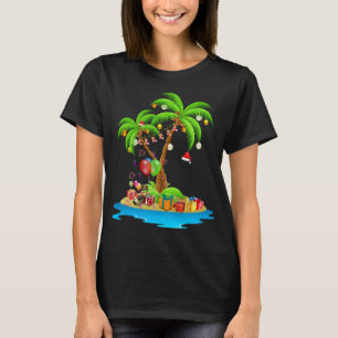 T-shirt Palmier de Noël Lumières de noix de coco tropicale
